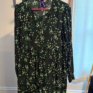 Seraphine Maternity/Nursing Floral Black and Green Dress